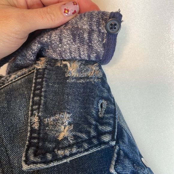 Free People distressed denim hooded jacket - Picture 9 of 16